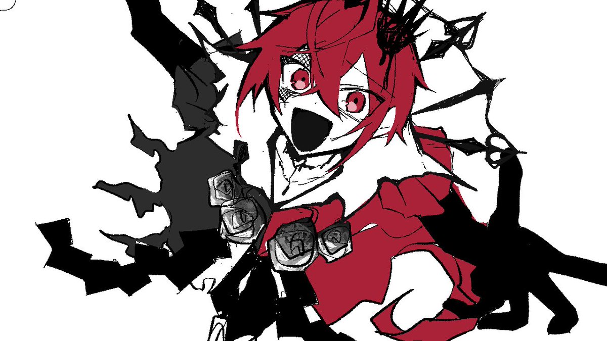 1boy crown male focus red hair solo red eyes rose  illustration images