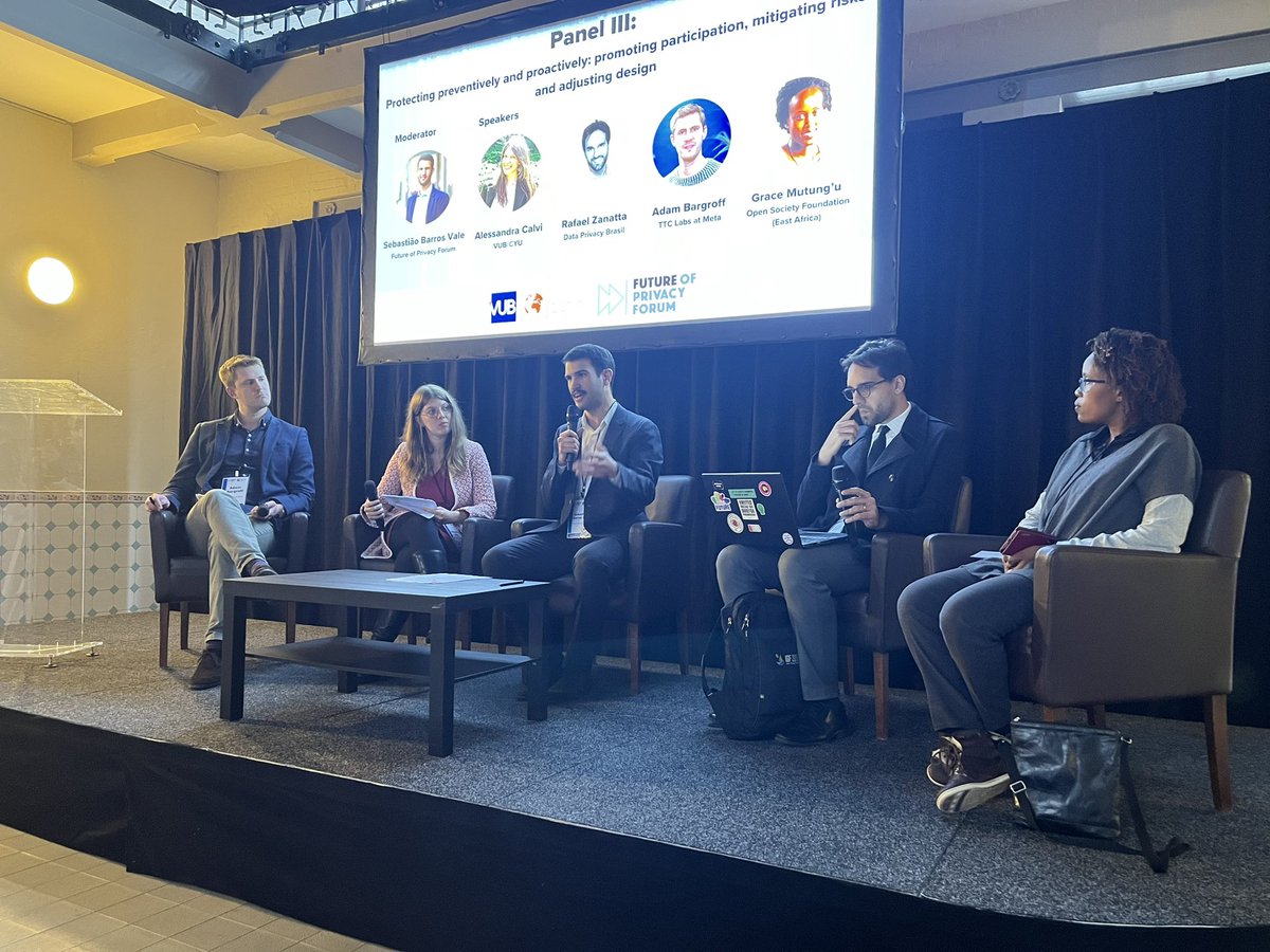 The last discussion panel of the day is led by our own @sbarrosvale, with <a href="/rafa_zanatta/">Rafael Zanatta</a> <a href="/Aless_Calvi/">Alessandra Calvi</a> Grace Mutung’u and Adam Bargroff, on Promoting participation, mitigating risks and adjusting design, following ex-ante tools like #DPIAs #BPS2022