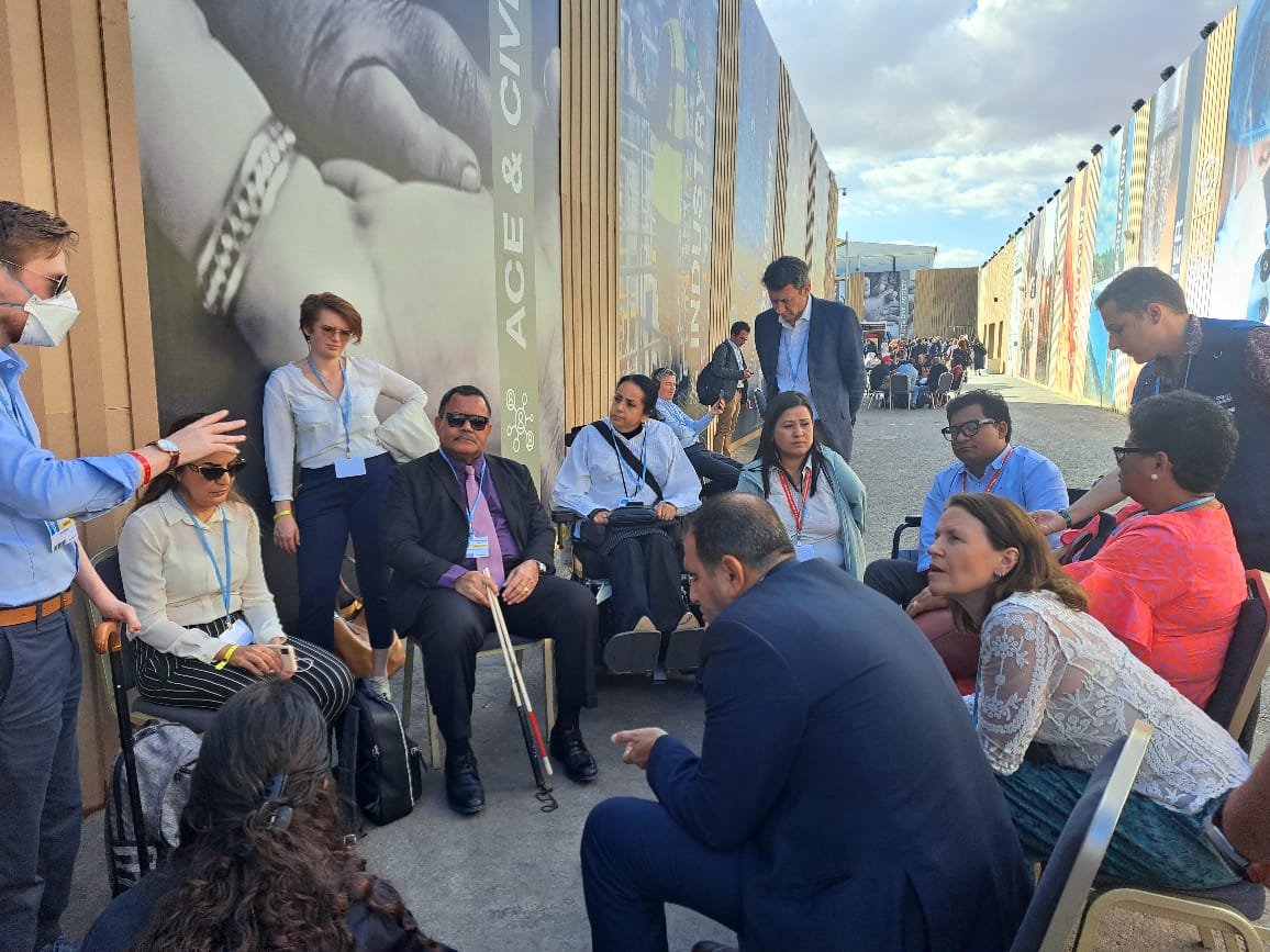 KrishnaGahatraj's tweet photo. Had an opportunity to meet with disability leaders to discuss on some of the serious agenda related to #UNFCCC ... 
#DisabilityCaucus #COP27 #UNFCCC https://t.co/DZg9RFAhTO