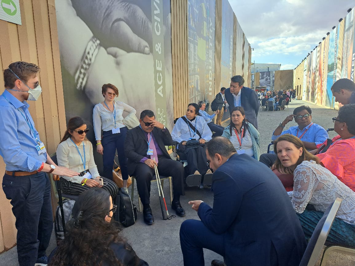 KrishnaGahatraj's tweet photo. Had an opportunity to meet with disability leaders to discuss on some of the serious agenda related to #UNFCCC ... 
#DisabilityCaucus #COP27 #UNFCCC https://t.co/DZg9RFAhTO