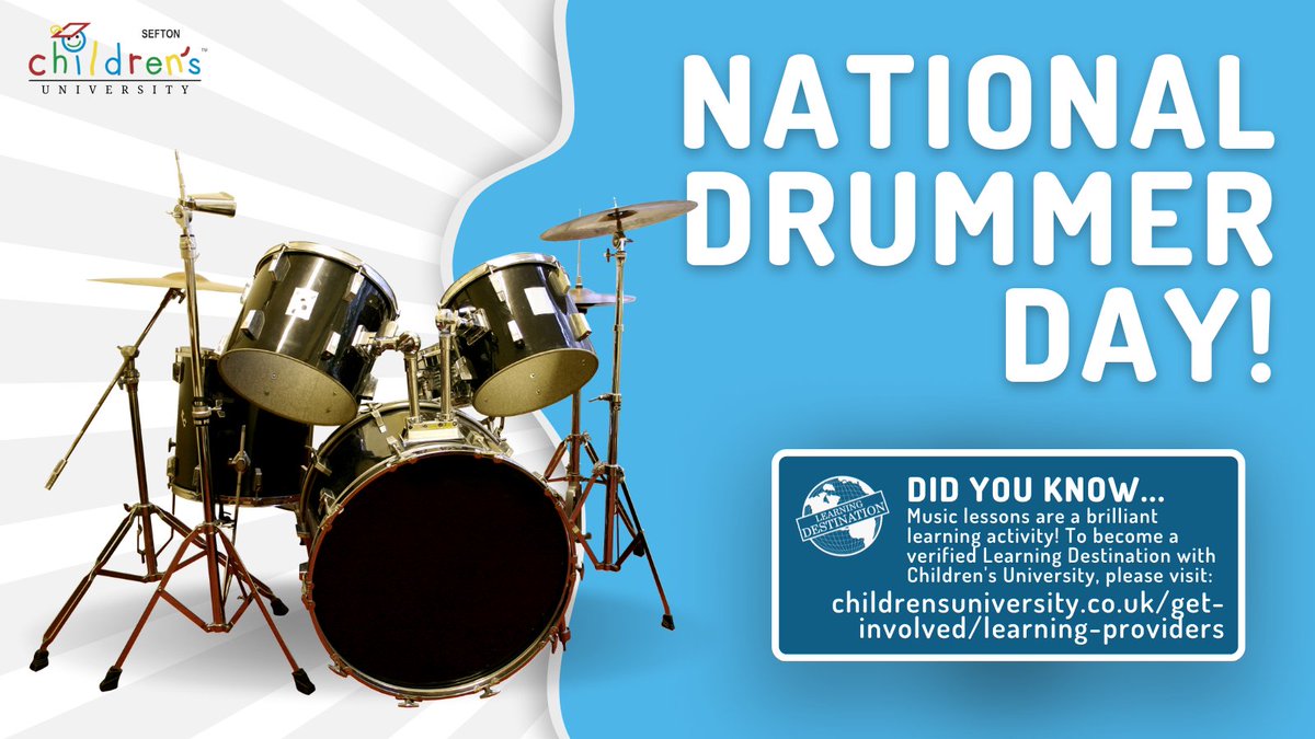 SeftonCU's tweet photo. It's National Drummer Day!π₯ Thank you to all the music teachers who work with us as validated Learning Destinations! If you're interested in working with us to reward your students for their learning, please visit the following: https://t.co/bY5Zpl2l3s
#LearningDestinations https://t.co/4vOcIvlxNS