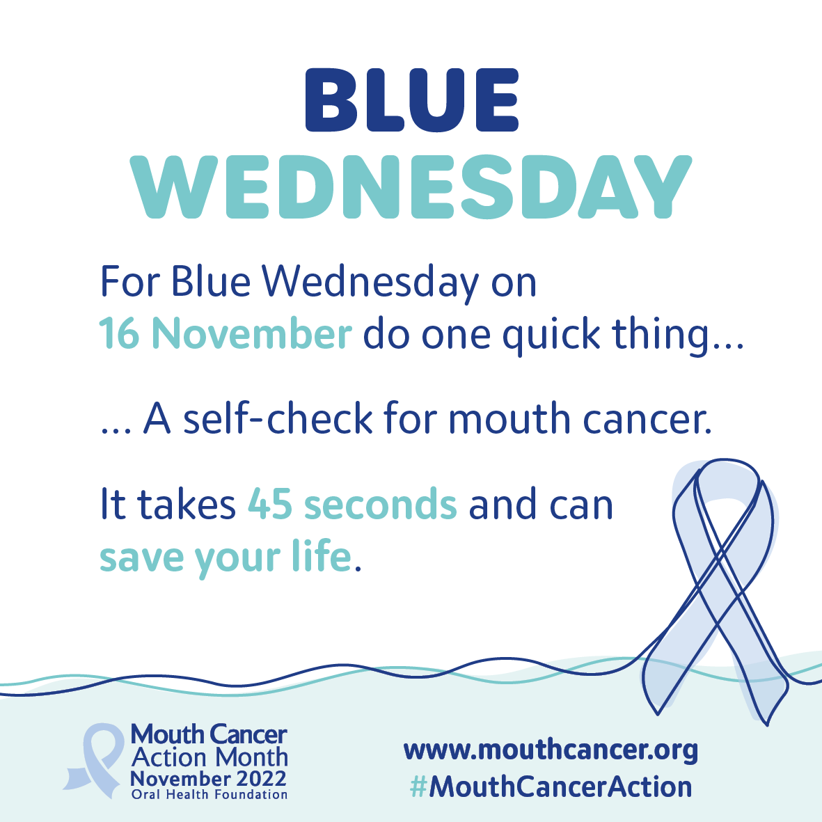 mouthcancerorg's tweet photo. Join us on #BlueWednesday in doing a mouth cancer check https://t.co/Shaw5sZRZs