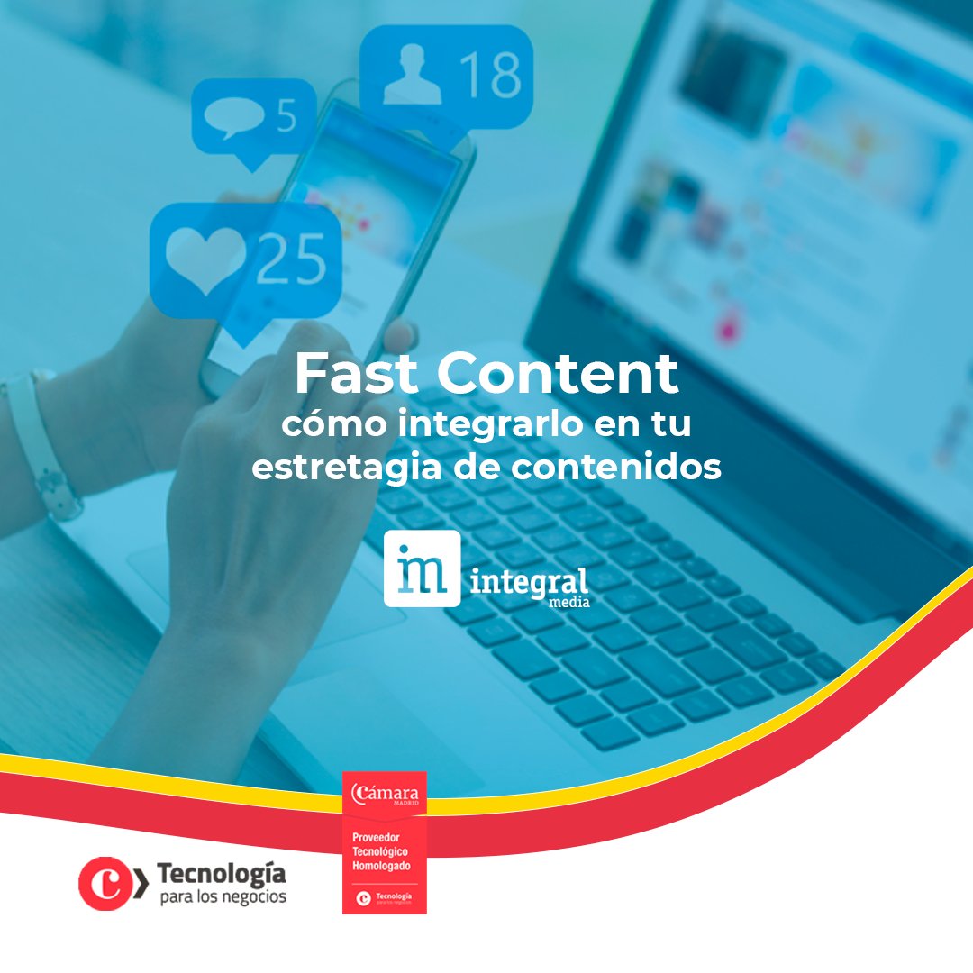 integralmediasl's tweet photo. 🚀📲 Nuestra sociedad se mueve a un ritmo vertiginoso, especialmente en el entorno digital, donde demandamos contenidos de rápido consumo o #FastContent

Desde IM, como Proveedor Homologado del Portal TIC Negocios de @CamaradeMadrid ¡os lo contamos todo!

https://t.co/tzadz6S4wG https://t.co/d9ii6OJIDT