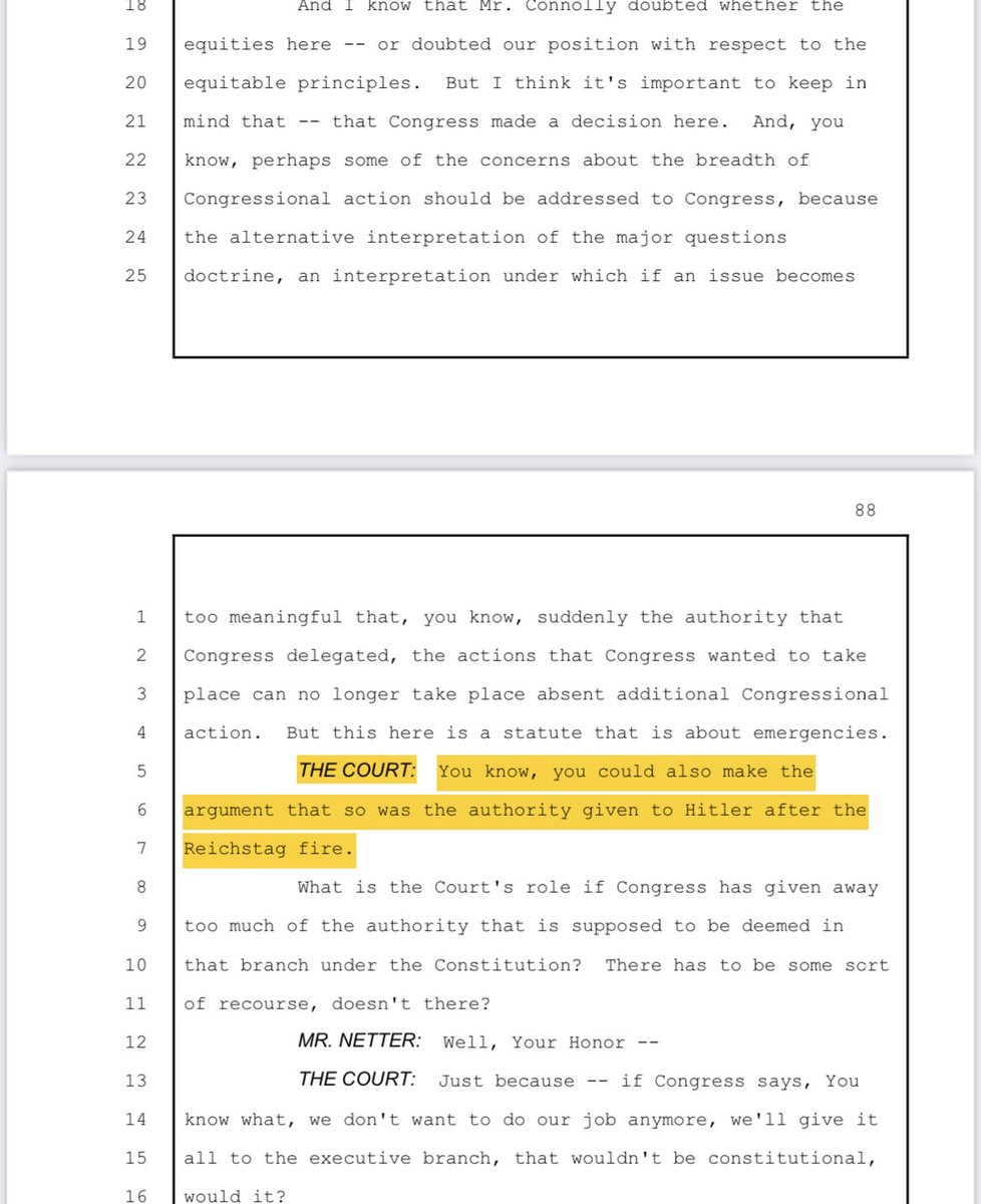JoyceWhiteVance's tweet image. If you're not following the litigation from parties trying to Block Biden's cancellation of student debt, then you may have missed the Texas judge who compared congressional authorization to Biden to do so because of the COVID emergency to the German law letting Hitler take power