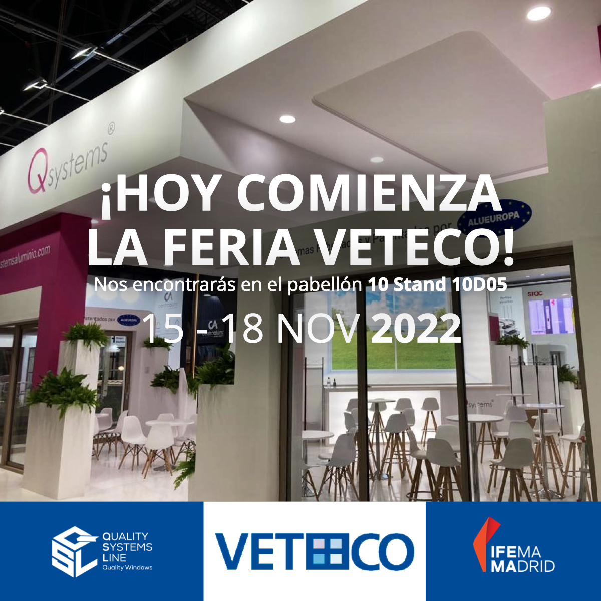 sammediterraneo's tweet photo. ¡Hoy comienza en Ifema la Feria Veteco! 👏
Os recordamos que estaremos en el stand 10D05 del pabellón 10. 📍
#arquitectura #veteco #carpinteriametalica #aluminio #fachadasdecasa #fachadasmodernas #qsline #ifema https://t.co/7PCVqco0KI