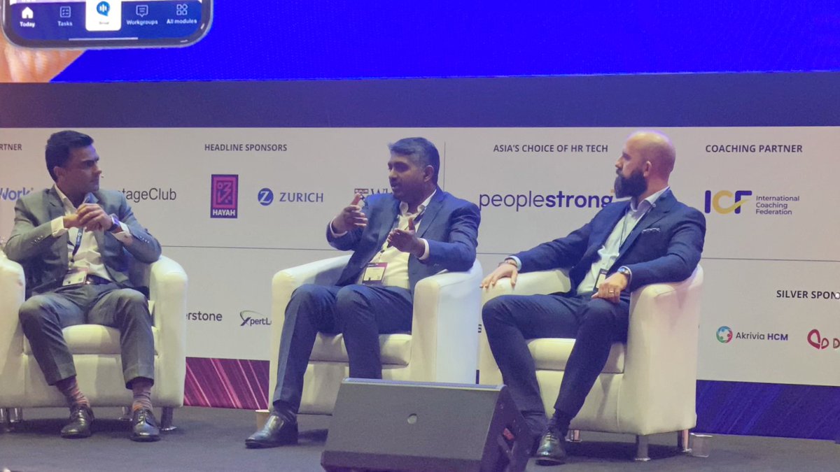 peoplestrong's tweet photo. Incredible session at #HRSEDXB on 'Implementing a World-Class #TalentOperatingSystem for Future-Readiness' led by @ChaudharySpeak (@PeopleStrong) in conversation with Safeer Mohammed (@SobhaLtd) &amp; Andrew Strefford (@axiom_uae) https://t.co/ukCXSqjVek