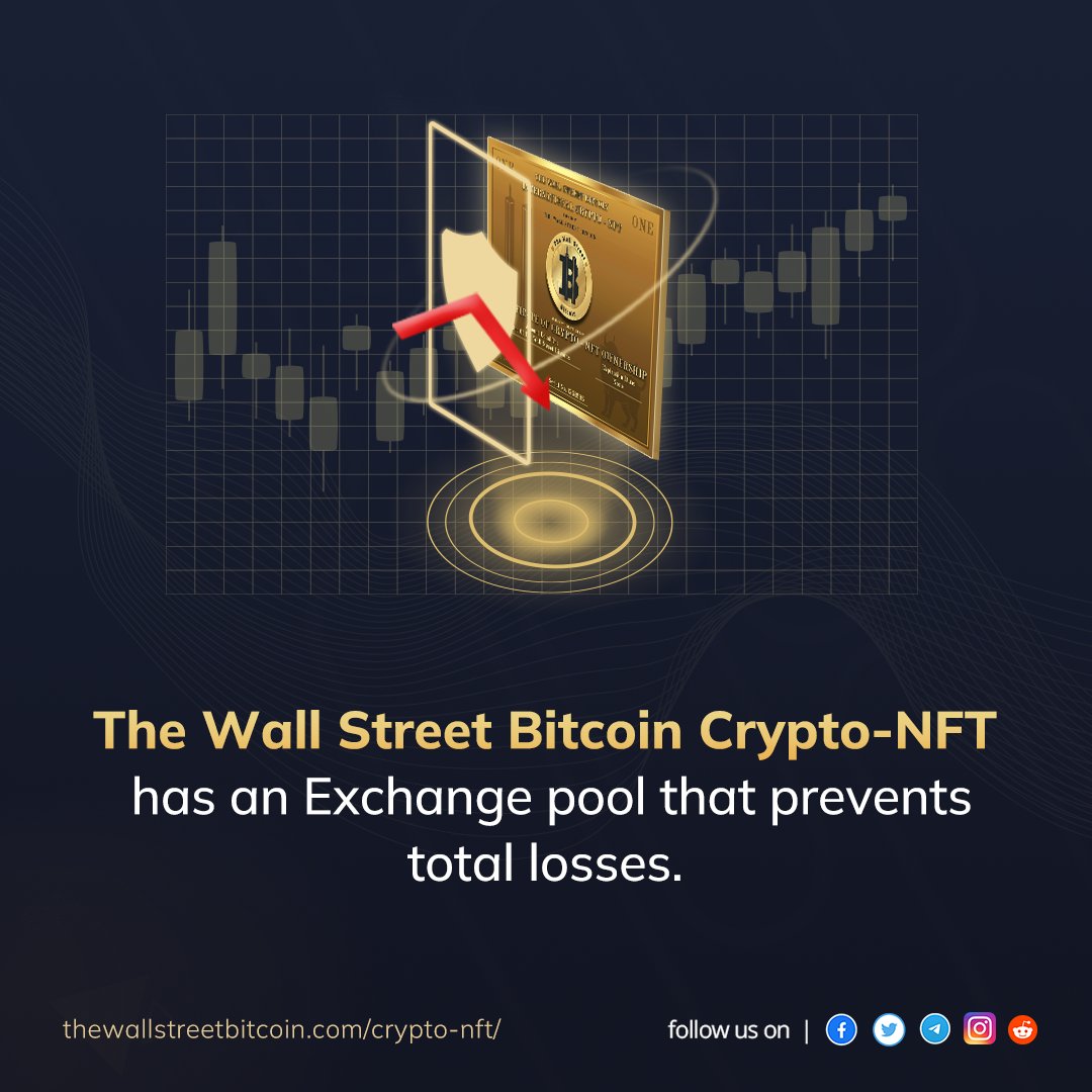 wall_st_bitcoin's tweet photo. If you're looking for an #NFT that is prevented from having total losses, you're at the right place! 

The Wall Street Bitcoin Crypto-NFT 🚀 has an exchange pool 🔄 that prevents total losses. 
Get your #Crypto-NFT now! 
Only on https://t.co/BjkqDD3epZ 📢

#Thewallstreetbitcoin https://t.co/Gz6OLVMaP4