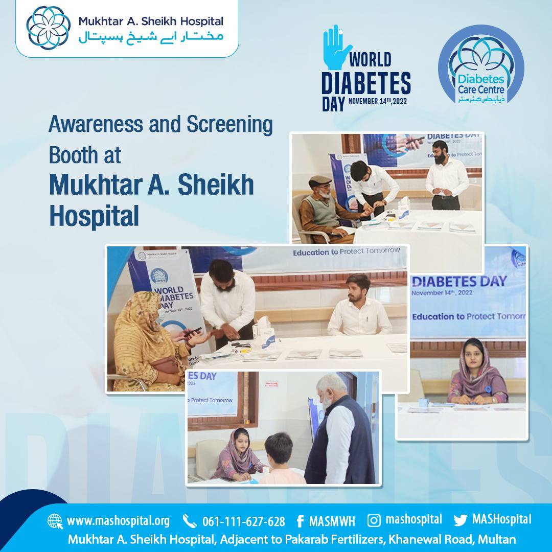 MASHospital's tweet photo. In regards to the World Diabetes Day, Mukhtar A. Sheikh Hospital arranged an Awareness and Screening Booth at Mukhtar A. Sheikh Hospital.
#MASMWH #MASHCares #SafeMASH #WorldDiabetesDay https://t.co/N3EdCOJiO4