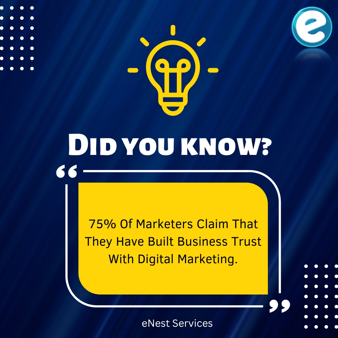 eNestServices's tweet photo. Did You Know?

75% of marketers claim that they have built business trust with digital marketing.

#didyouknow #fact #facts #dailyfacts #marketing #marketingfacts #amazingfacts #digitalmarketing #digitalmarketingfacts #eNest #eNestServices https://t.co/rpVsDULyq1