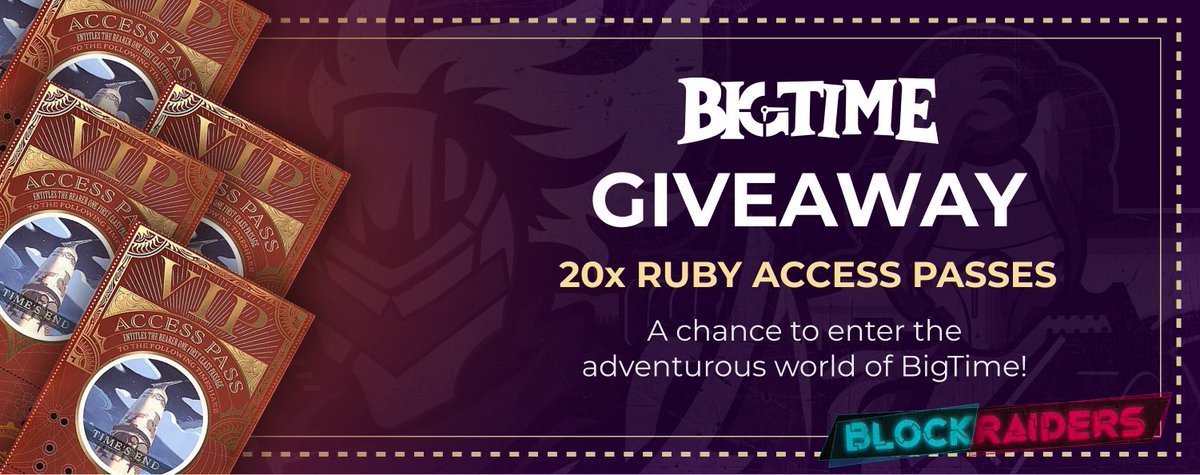 BlockRaidersGG's tweet photo. Hey, gamers! 

🔥BlockRaiders brings you the opportunity to get early access to the BigTime game (@playbigtime). 

Are you ready to raid &amp; conquer the world?

🎟️Enter here: https://t.co/rlZKejvYfU

#blockchaingaming #BigTime #Ruby #nft #EarlyAccess  #giveaway #blockraiders #guild https://t.co/aWijb2CUKs