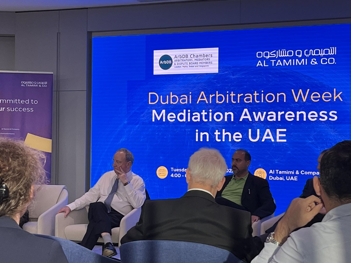 ARBDBChambers's tweet photo. ArbDB Chambers Joint Event with Al Tamimi &amp; Co is well attended here in Dubai as part of Dubai Arbitration Week 2022 #arbdbontour https://t.co/Q5DtzBvZnW