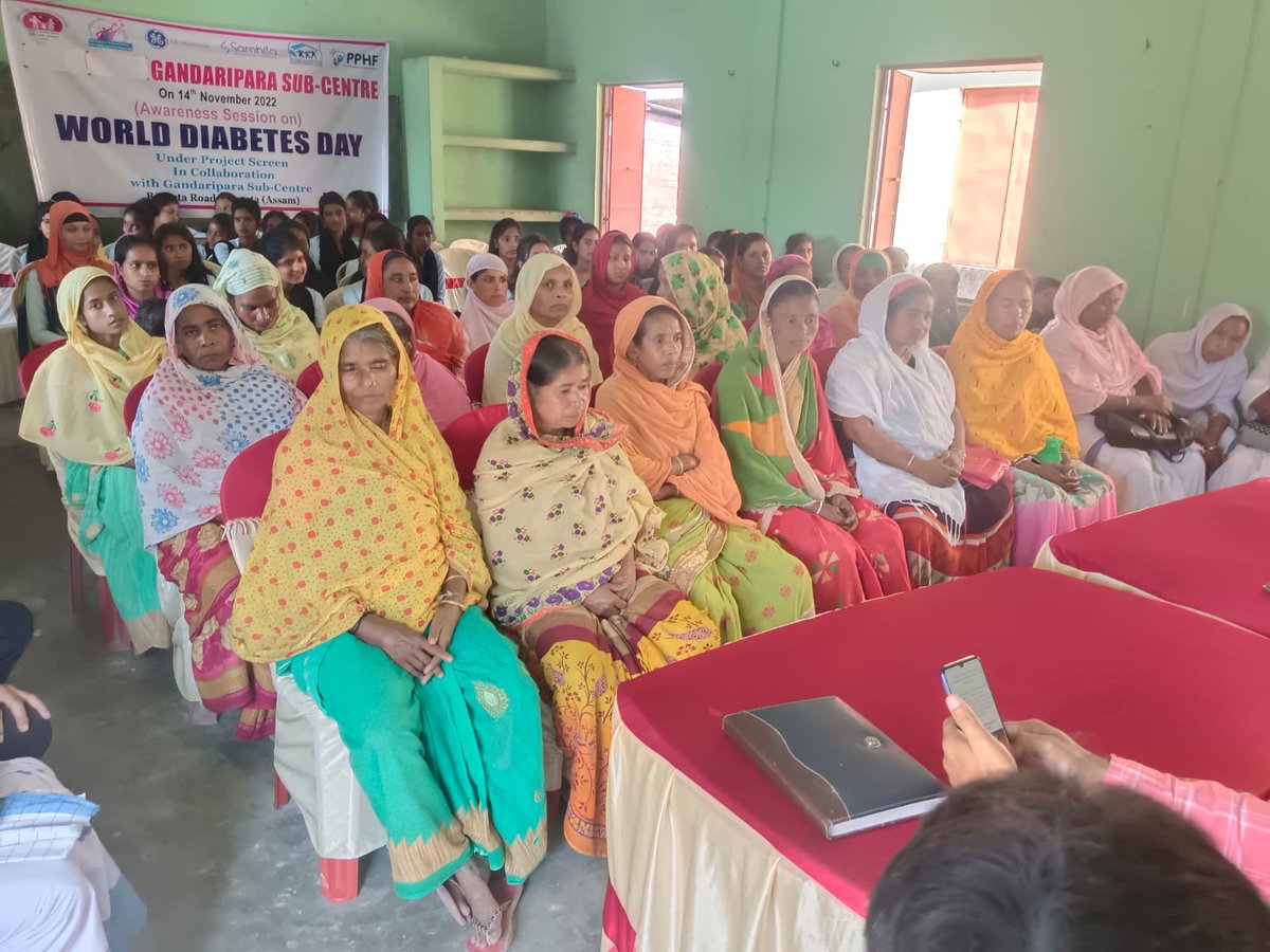 PPHF_Global's tweet image. As part of #ProjectScreen @PPHF_Asia in collab. with @GEHealthcare @Samhitadotorg, BPHC Sualkuchi, and BPHC, Barpeta Road, Assam observed @WDD by organizing #communityawareness, #screening and #Yoga Session. More than 180 people were reached and 50 were screened for diabetes.