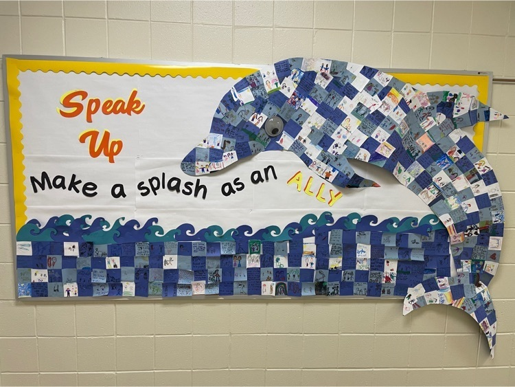 StonyBrookElem's tweet photo. Speak Up! Make A Splash! Our DOLPHINS participated in our @ADL No Place For Hate activity where they discussed allyship and created a piece of our mascot representing how they can be an ally. #SBhasHEART https://t.co/ddzXnmoS0v