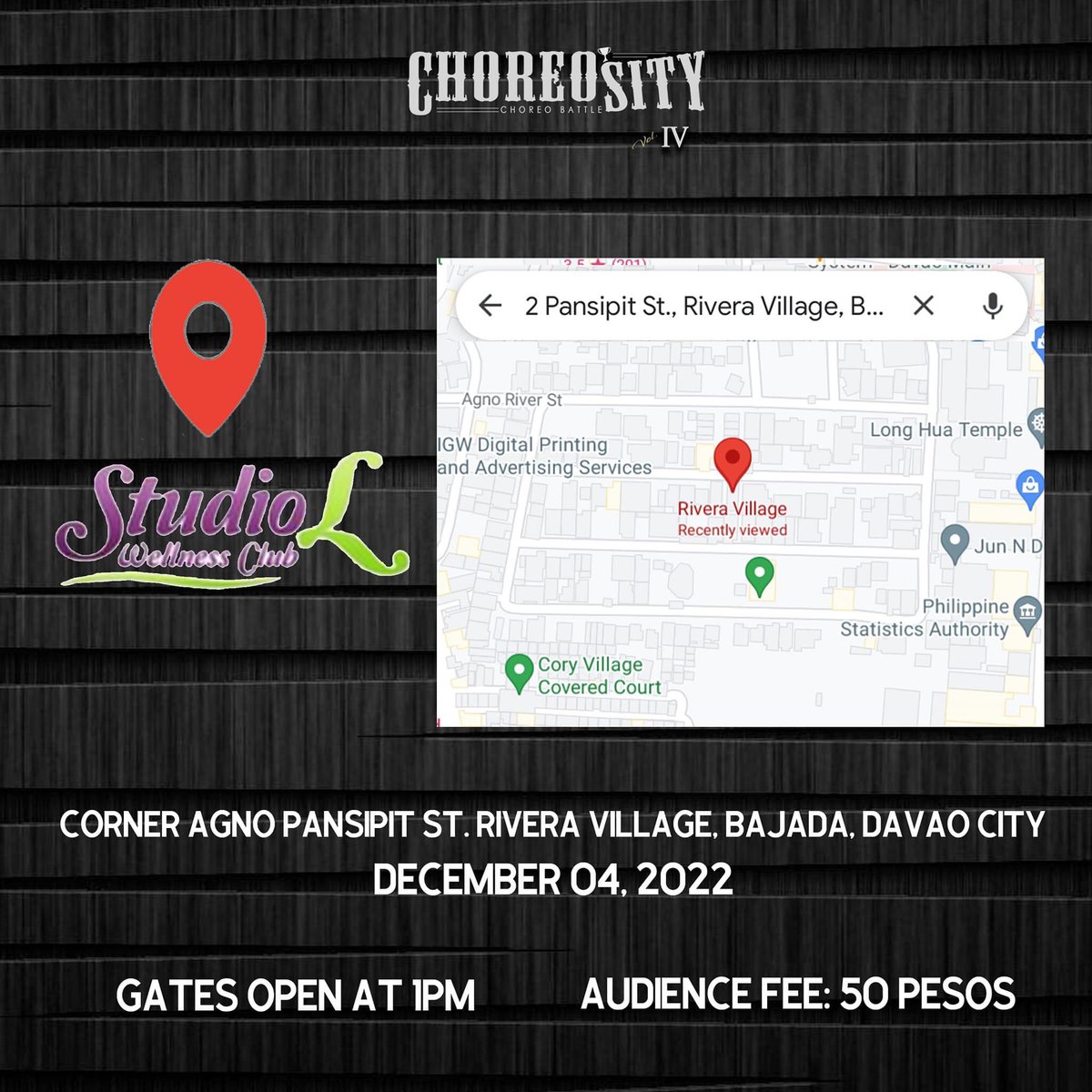 DsquaredCom's tweet image. See you all there at Studio L located at Corner Agno Pansipot St. Rivera Village, Bajada, Davao City

Cheer for your favorite movers!

Don&apos;t hesitate to message us for questions.
#ChoreosityVol4 #DsquaredCru