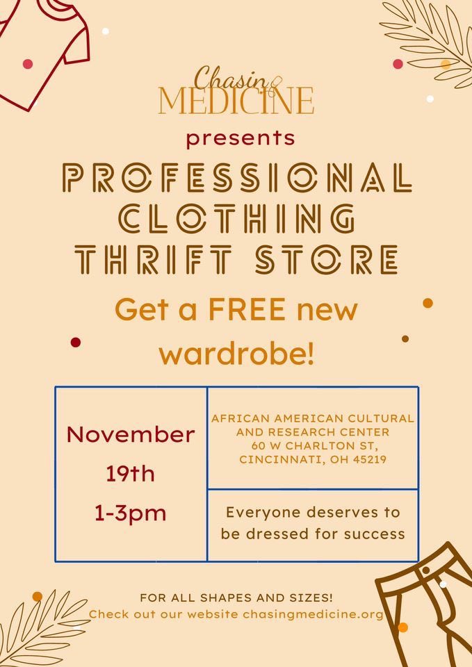 Professional clothing is expensive &amp; can make or break a persons ability to interview for medical school, residency or for a job. To try and combat this disparity caused by economic inequality @ChasingMedicine is hosting the event below (feel free to stop by and donate as well)