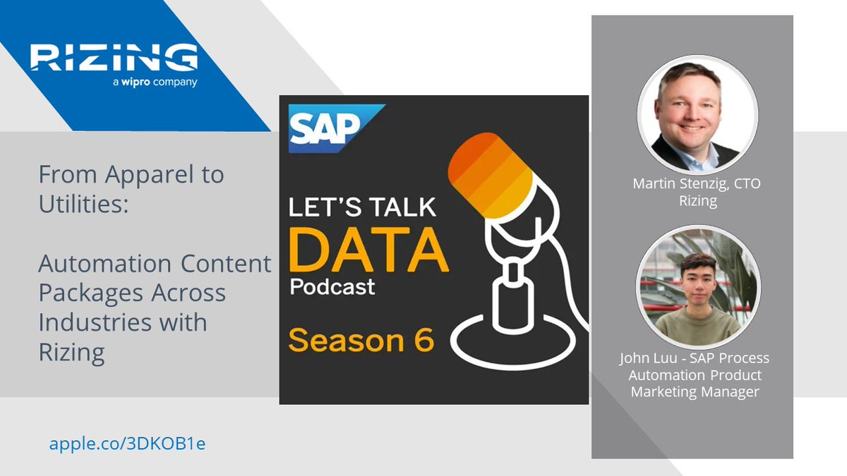 How to get a quick start on your digital journey: In this podcast, #Rizing’s CTO <a href="/martinstenzig/">Martin Stenzig</a> shares common tasks, use cases and content solutions built on the #SAP's #BusinessTechnologyPlatform  with automation, data and analytics cloud capabilities.okt.to/sUukvD