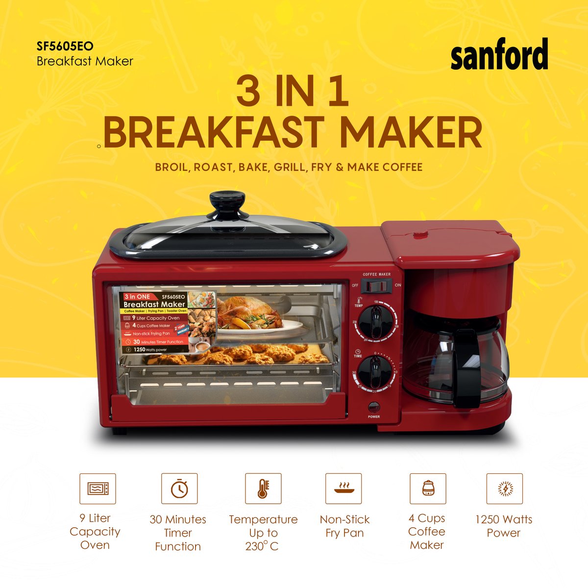 sanford_World's tweet photo. DID SOMEONE SAY BREAKFAST?
With the Sanford 3 in 1 breakfast maker, cooking breakfast just got easier than ever!

#BreakfastMaker #Multifunctional #Broil #Roast #Bake #Grill #Fry #Coffee #Sanford #TouchingYourLifeEveryday https://t.co/TevmRfOdQh
