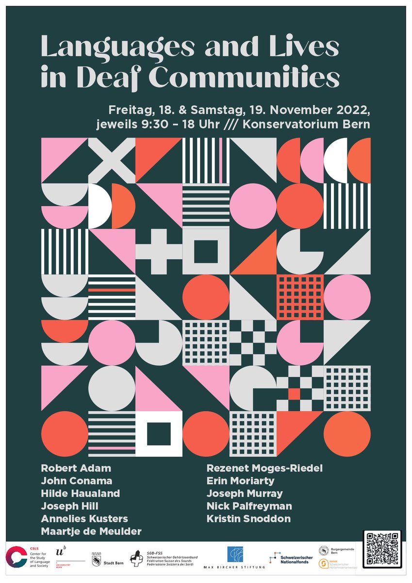 We thank everyone who participated in and contributed to the 'Languages and Lives in Deaf Communities' workshop! <a href="/rezearcher/">The Rezearcher</a> @ErinMoriartyH <a href="/jconama_bosco66/">Dr JBC (sign name “hearing aid”)</a> <a href="/KristinSnoddon/">Kristin Snoddon</a> <a href="/rejadam/">Robert Adam</a> @jaceyhill <a href="/NickPalfreyman/">Nick Palfreyman</a> @AnneliesKusters <a href="/mdemeulder/">Maartje De Meulder</a> @hildemh <a href="/drjosephjmurray/">Joseph Murray</a> #LLDC_Bern