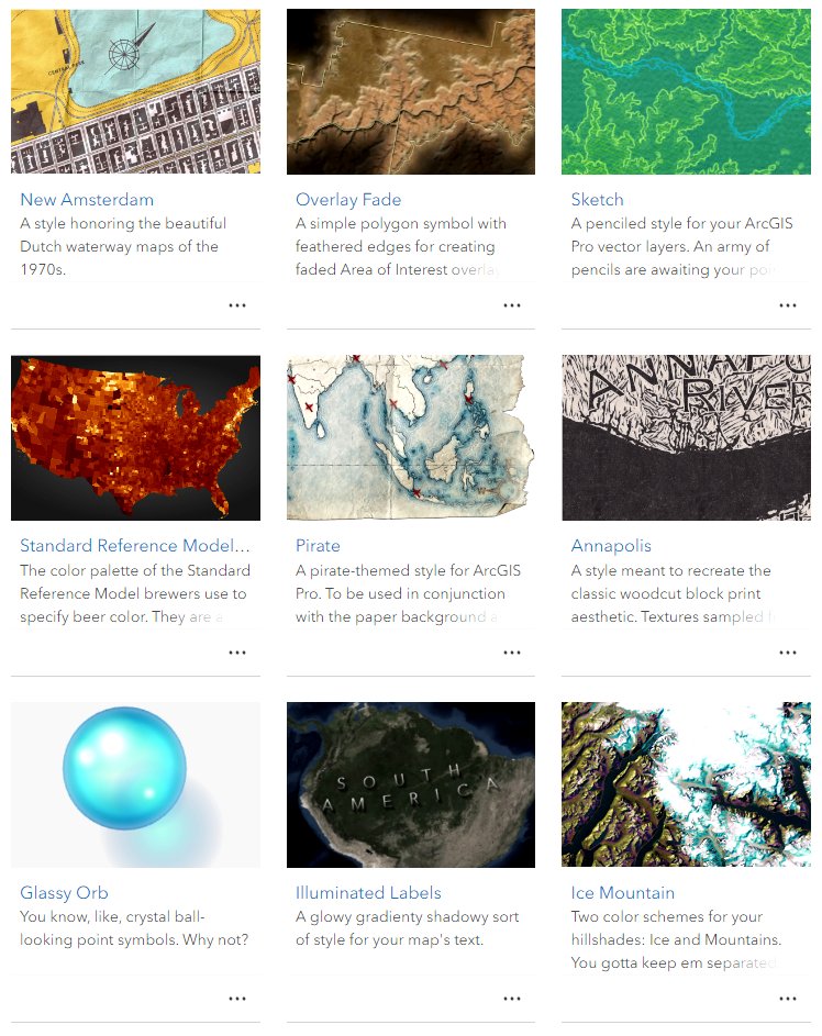 John_M_Nelson's tweet photo. If you'd like to make maps look like felt, embroidered, Lego, Tolkien, watercolor, pirate, WPA poster, midcentury landscape, 18th century, orange, stippled ink, stacked paper, or whatever, here are some devious styles for @ArcGISPro to consider.
https://t.co/zgKDfedanU https://t.co/5GEQEWCL1n
