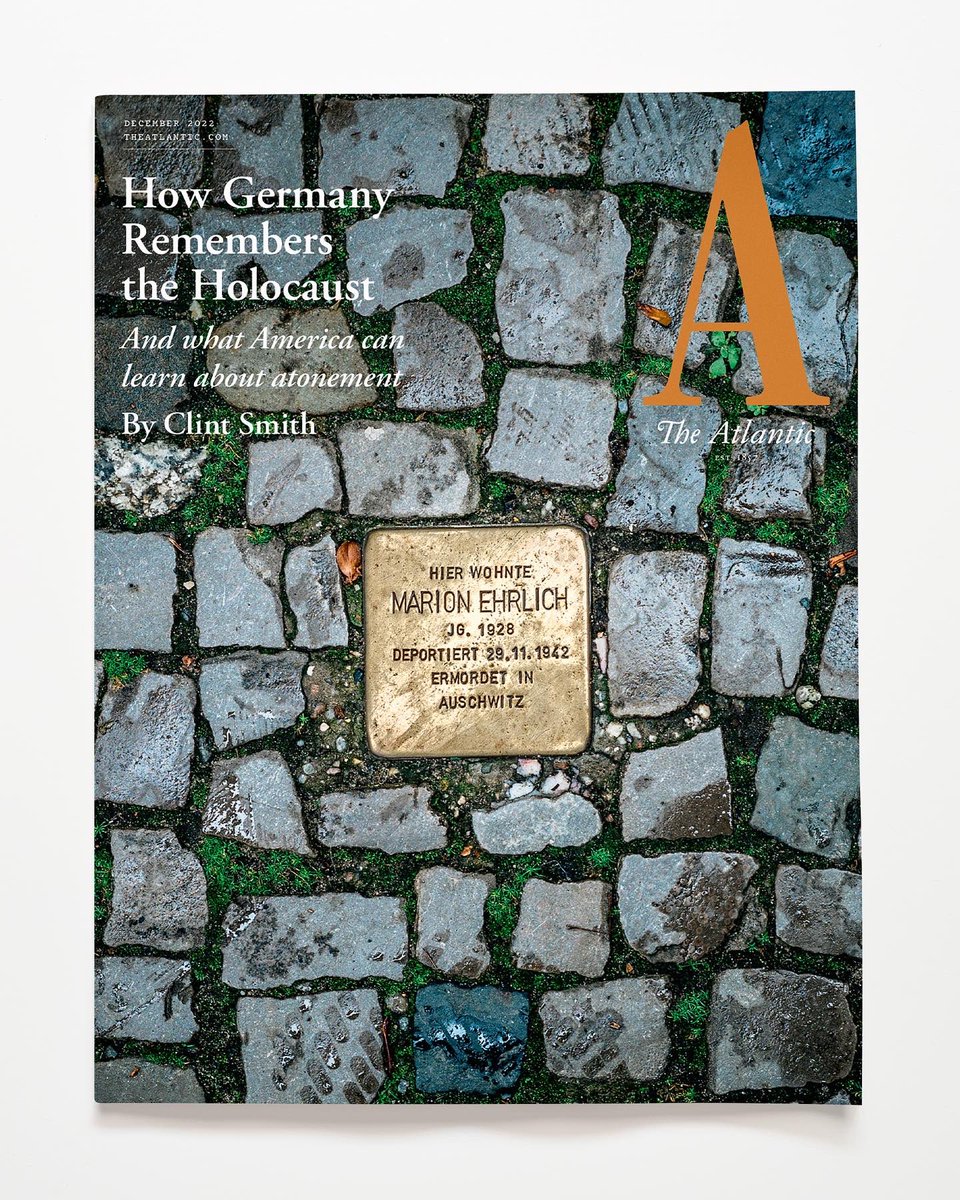 I’ve spent the past year visiting memorials, monuments, and museums in Germany, exploring how that country remembers the Holocaust. I wanted to understand if there was anything the U.S. could learn. The story is out now on the cover of <a href="/TheAtlantic/">The Atlantic</a>:

theatlantic.com/magazine/archi…!