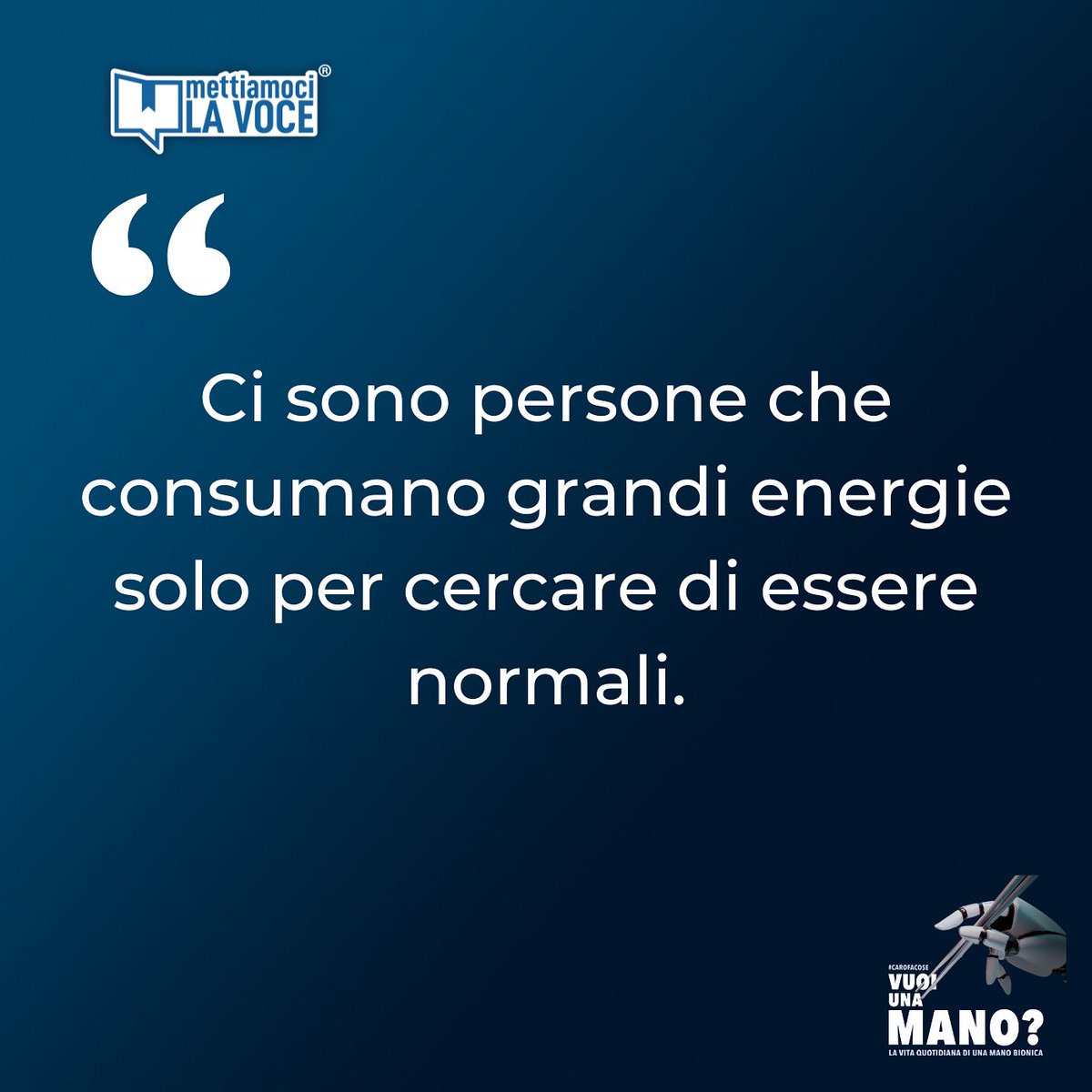 _fabs93's tweet photo. “Vuoi una mano?” Il #podcast di #carofacose, la vita quotidiana di una mano bionica.
#albertcamus #citazione  #vuoiunamano @SpotifyItaly https://t.co/nEKHUz1Bgs