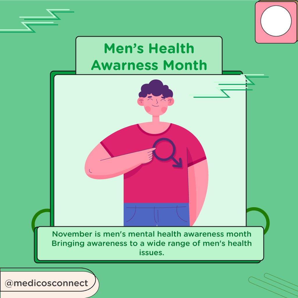 medicosconnect's tweet photo. Men’s Health Awareness Month is dedicated to bringing awareness to a wide range of men’s health issues.
It is our duty as medics to raise awareness.
#noshavenovember #mentalhealthawareness #medicosconnect #menhealthawareness #MedTwitter https://t.co/uAdvw0MNSC