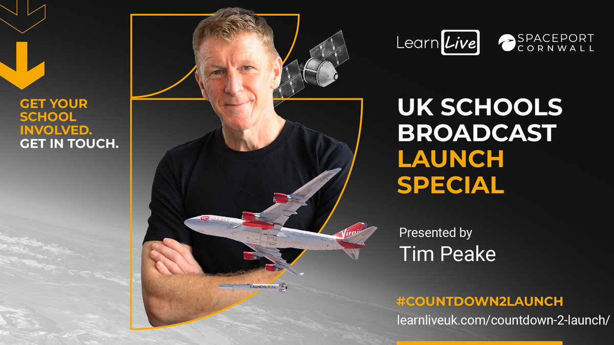 SpaceCornwall's tweet photo. Witness the #Countdown2Launch 🚀

We're inviting school students to an exclusive broadcast ft; @esa Astronaut, @astro_timpeake.

Learn about developments in UK #space, job opps in #STEM &amp; more ⚡️

Register interest 👇 
https://t.co/RPP8WYOUjO

@FalmouthUni @LearnLiveUK https://t.co/1c7lRHlrL8