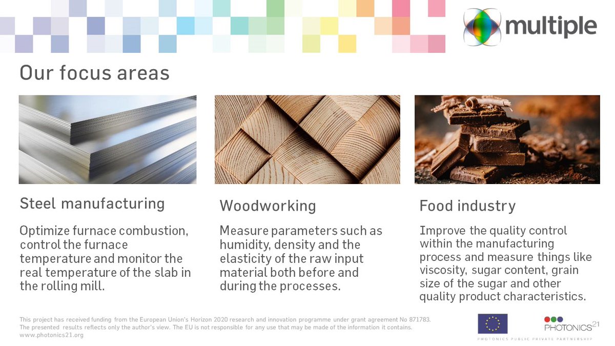 Photonics In Europe (@photonicsineu) on Twitter photo 🔝<a href="/H2020Multiple/">MULTIPLE</a> is EU funded project developing monitoring solution to improve EU manufacturing competitiveness.
✅Smart
✅Cost-effective
✅Process integrated
<a href="/Photonics21/">Photonics21</a> #photonics <a href="/PhotonicsEU/">PhotonicsEU</a> #foodindustry #steelmanufacturing #monitoring #IoT #woodworking 🔝<a href="/H2020Multiple/">MULTIPLE</a> is EU funded project developing monitoring solution to improve EU manufacturing competitiveness.
✅Smart
✅Cost-effective
✅Process integrated
<a href="/Photonics21/">Photonics21</a> #photonics <a href="/PhotonicsEU/">PhotonicsEU</a> #foodindustry #steelmanufacturing #monitoring #IoT #woodworking