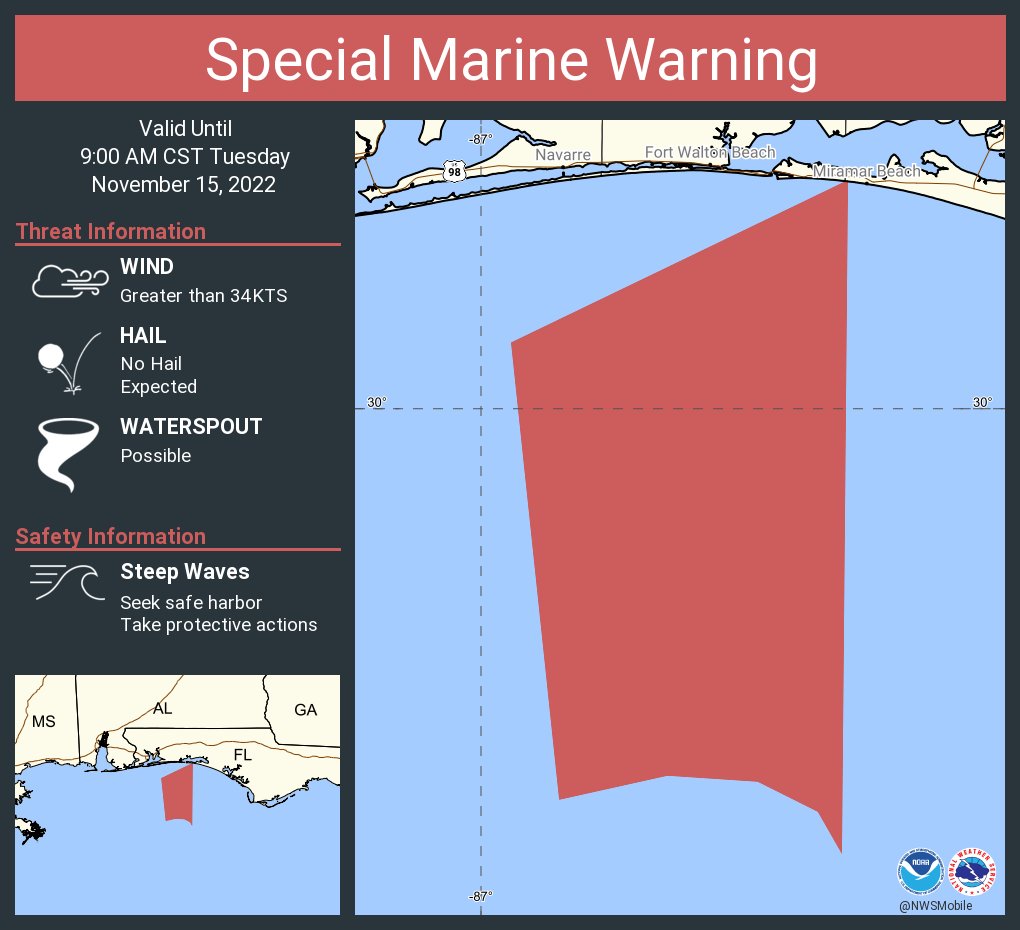 NWS Mobile on Twitter "Special Marine Warning including the Waters