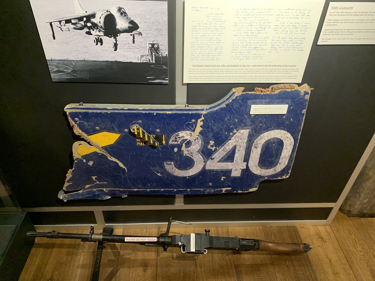 DrChrisParry's tweet photo. Remembering with pride my chums John Sephton, Brian Murphy and their flight team from HMS ARDENT 21 May 1982.  Part of port door of their Lynx destroyed by bombs.  ⁦@hmsardent⁩ https://t.co/LWKKkTa4eO
