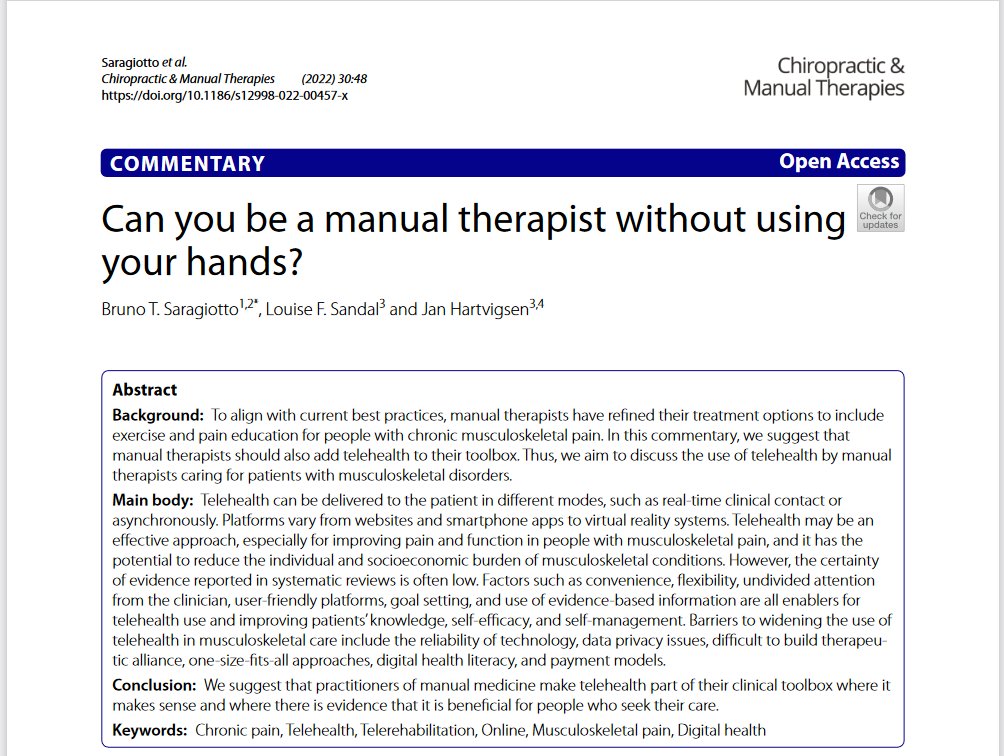 Physio Meets Science on Twitter "Can you be a manual therapist without