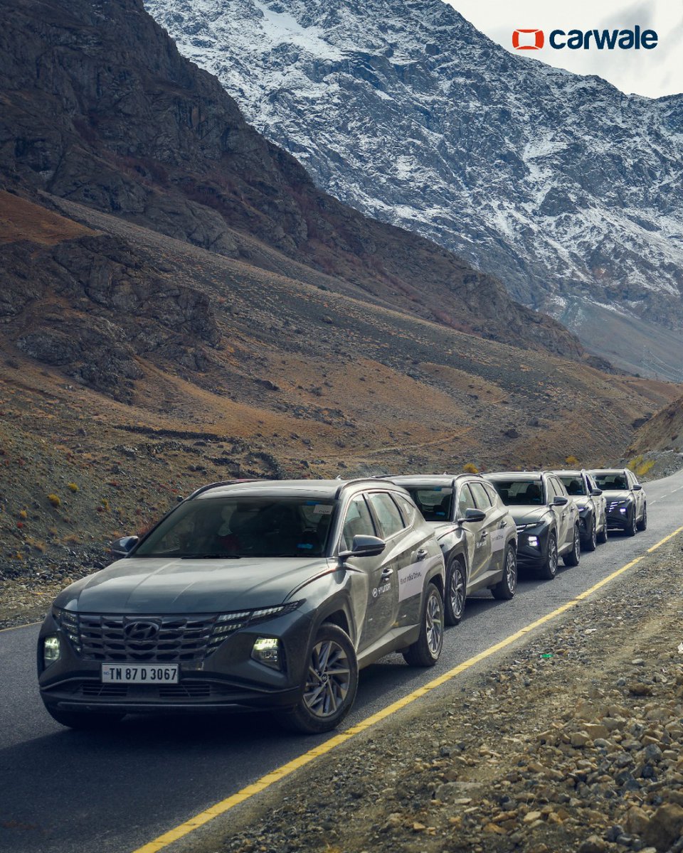 CarWale's tweet photo. SPECIAL FEATURE On the Day 1 of the Great India Drive 2022, the new Hyundai Tucson took us from the beautiful city of Srinagar through the majestic landscapes of Zojila Pass and to Kargil. 
#CWTribe #CWSpecialFeature #Hyundai #GreatIndiaDrive2022 #GID2022 #Tucson https://t.co/bwo0wa9uD2