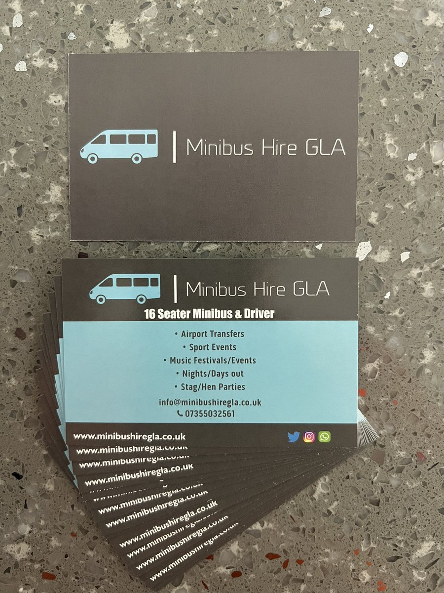 MinibushireG's tweet photo. Our new business cards have been delivered 🪪
Get in touch for all travel requirements no matter how big or small all considered 🚌
#minibushiregla #minibushire #glasgow #hire #best #mbhgla #best #freewifi #freerefreshments #newbusinesscards https://t.co/zxtLyQcht9