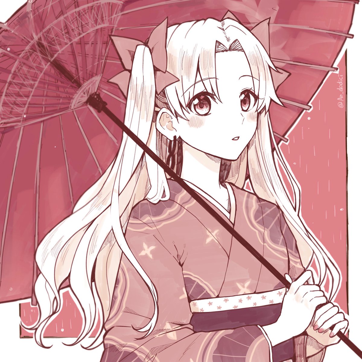 ereshkigal (fate) 1girl japanese clothes kimono solo umbrella long hair oil-paper umbrella  illustration images