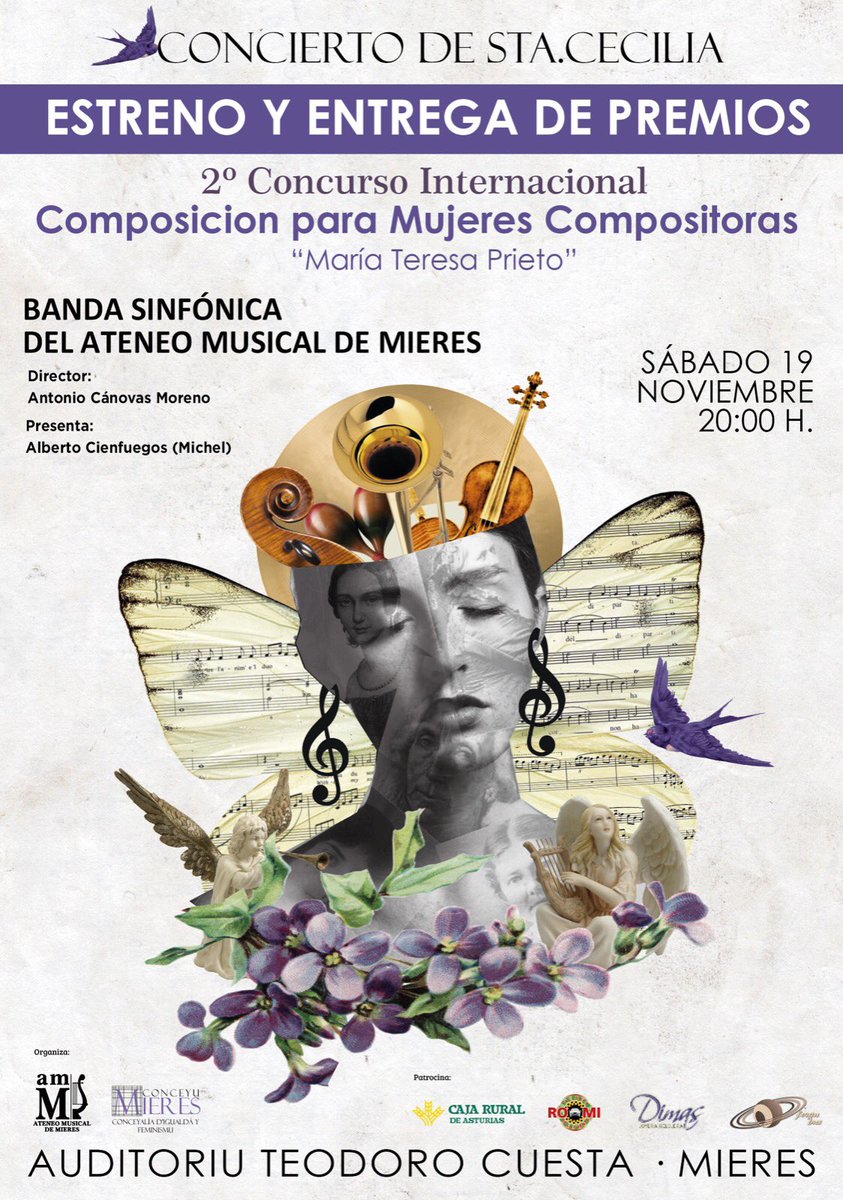 BandaMusMieres's tweet photo. Ya esta aquí nuestro concierto de #StaCecilia con el estreno de las obras ganadoras de nuestro concurso de composición.
Con muchas ganas de que escuchéis nuestro trabajo de estos dos meses!
#yosoydelateneo #mieres #asturias #tubanda #concierto https://t.co/v2EBAKFxDS