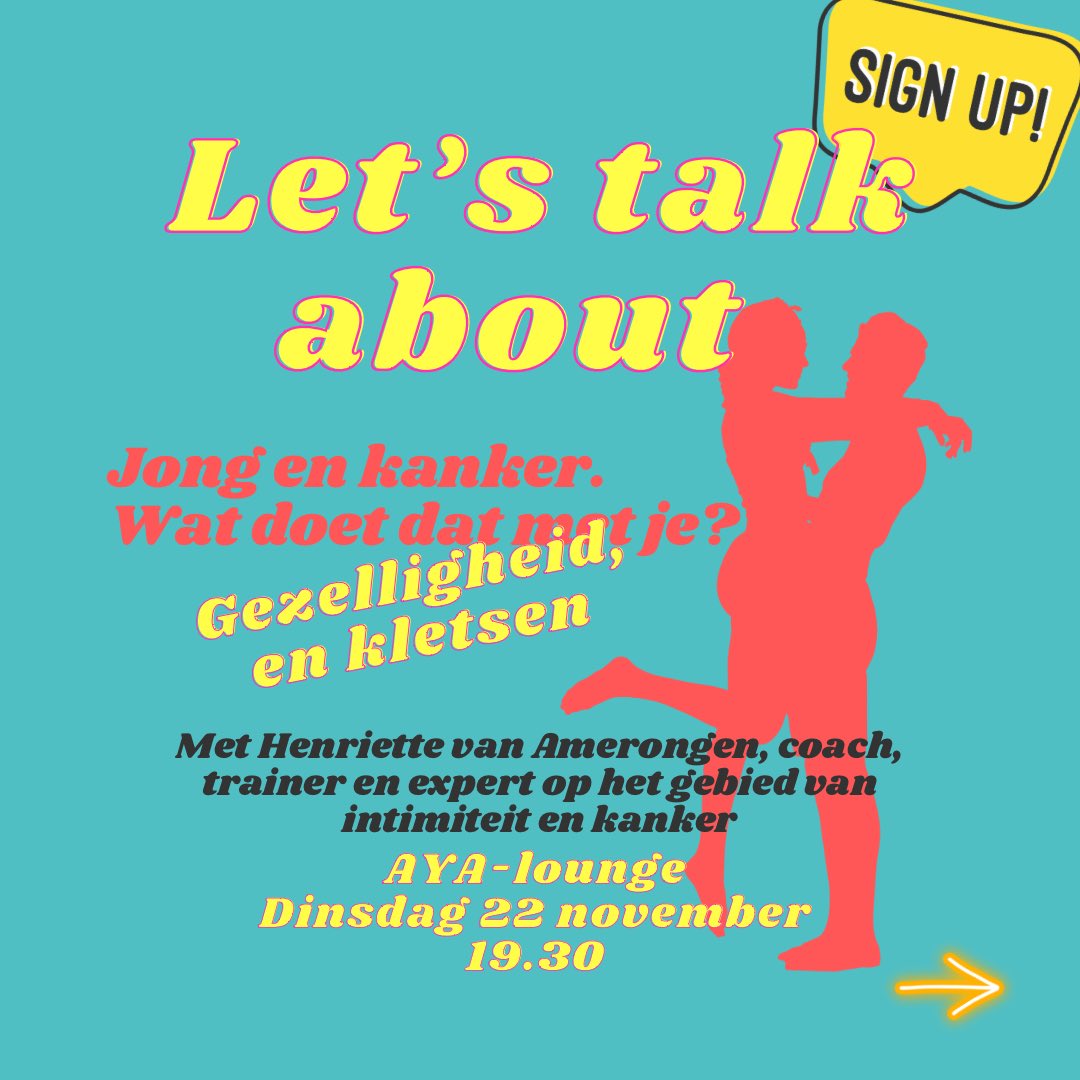 AYAZwolle's tweet photo. Let’s talk About💖
Of je nu solo bent of in een relatie zit: kom, ontmoet, klets en wissel ervaringen uit #jongenkanker #aya
Voor🍀AYA’s jongvolwassenen die diagnose kanker kregen tussen 18de en 39ste
📆Di 22 november
⏰19.30-21.00
💡Meld je aan bij IntermeZZo📞of📲06 53 76 71 45 https://t.co/bq4MeZZKzF