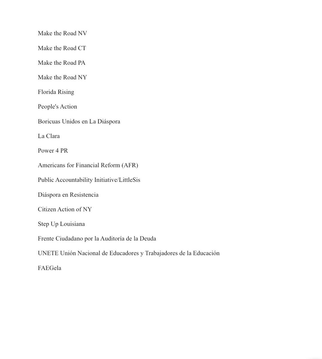 ¡Si no sacamos a la Junta nunca lograremos la recuperación y los aumentos a las pensiones que merecemos!

Por eso, hoy nos unimos a más de 30 organizaciones para solicitarle al Congreso de EEUU que elimine la Junta de Control Fiscal.
#abolishLaJunta 

cpdaction.org/organizations-…