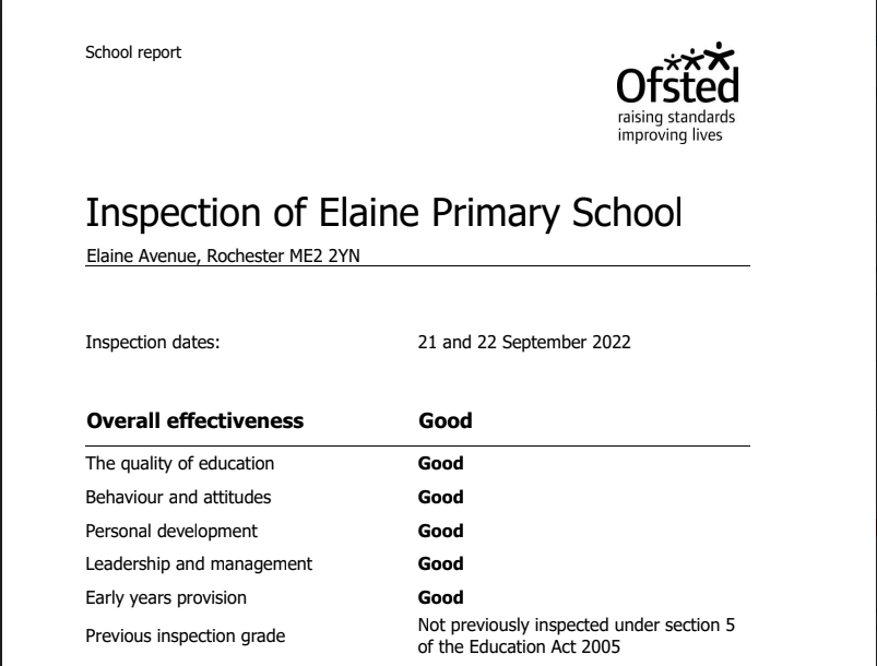 We are pleased to share our recent <a href="/Ofstednews/">Ofsted</a> report and we are pleased to share that we are officially a "GOOD" school. We are proud of all our children, staff and community. The full report can be read on our school website. 
<a href="/IPAT_Edu/">The Inspire Partnership</a> <a href="/carpenter_rob/">Rob Carpenter</a> <a href="/ElainePta/">ElainePTA</a>