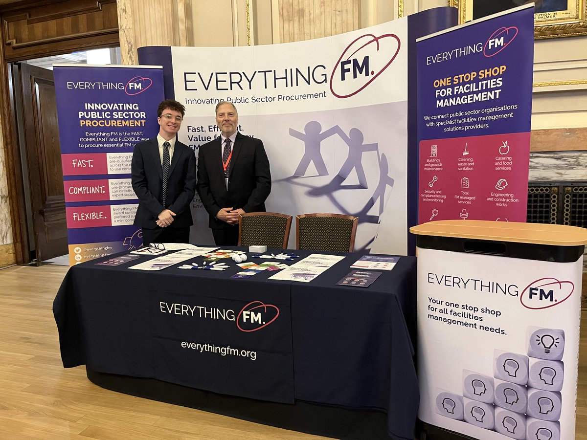 EverythingFM_'s tweet photo. CEO Simon and our new Business Analyst Carlos are looking smart at EverythingFM's first appearance at the NHS Property Show 2022  😃

@NHSProperty #Propertyprocurement #EFM https://t.co/5JLJ4bMBXf