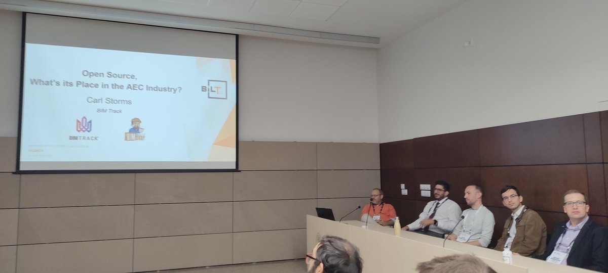Open Source, what's its place in the AEC Industry? hosted by <a href="/theBIMsider/">Carl Storms</a>   and the panel with Alan Vidal, <a href="/agviegasBIM/">Antonio González Viegas</a>  <a href="/messiosmarios/">Marios Messios</a> @m_wiering &amp; Michal Dengusiak