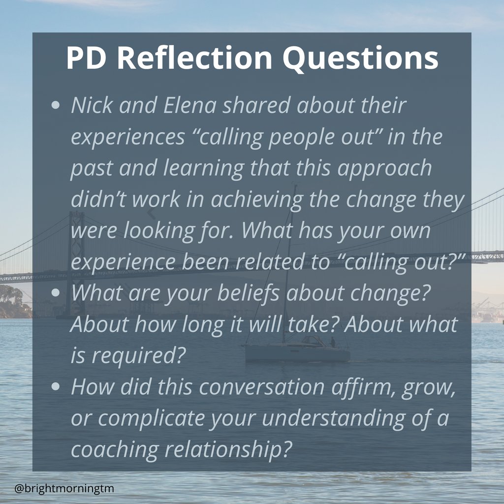 brightmorningtm's tweet photo. “Why don't you disrupt racist behavior more immediately? Our kids needed change yesterday…”  

This week, Bright Morning teammate, Nick Cains, joins Elena to explore how we center transformation (and our own humanity) when disrupting racism in our coaching conversations. https://t.co/SNA4geNril