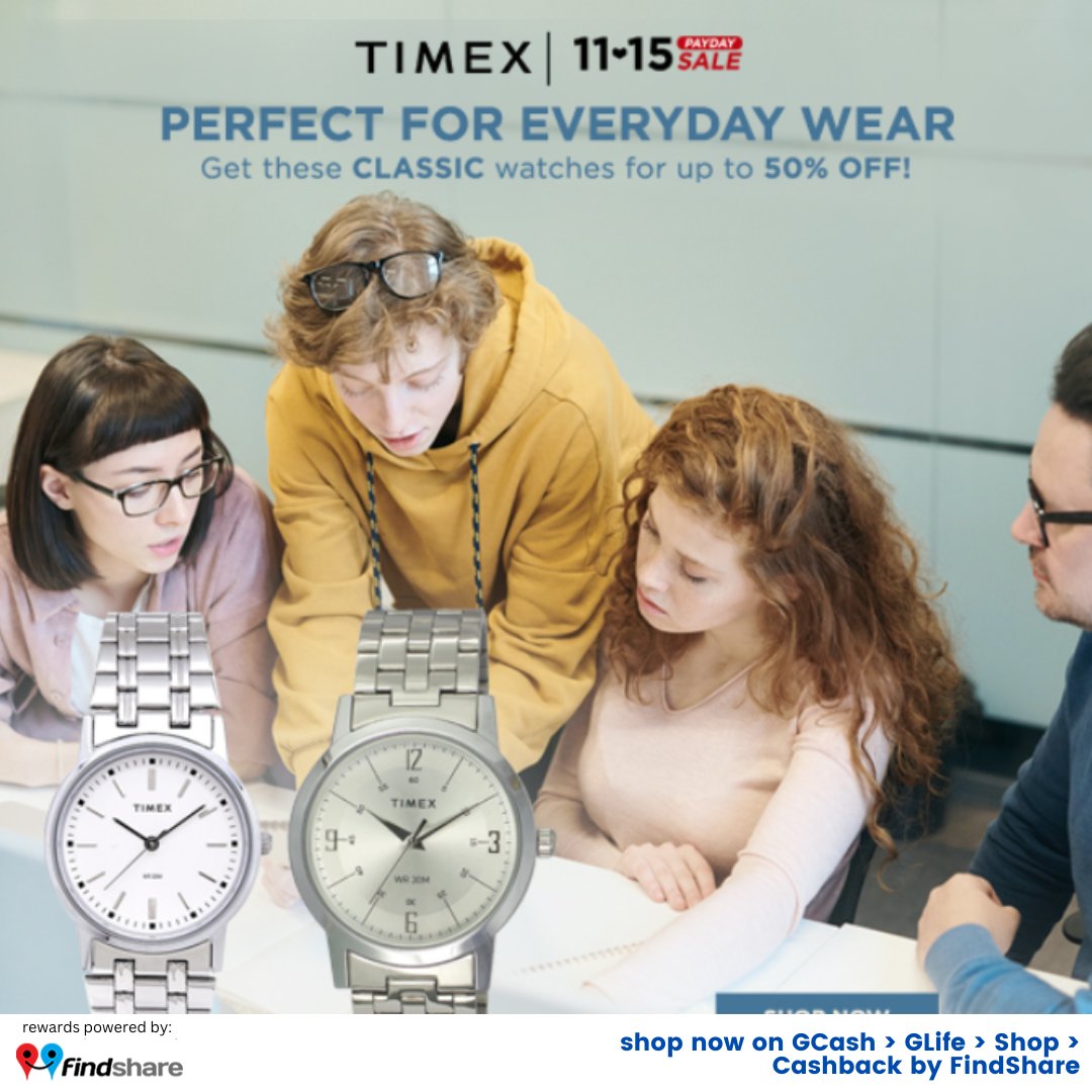 FindShareReward's tweet photo. Watches are classical gift pieces that withstand the test of time. Gift someone a TIMEX and save up to 50% off! Plus, get up to 13% cashback with FindShare.
Shop now here: https://t.co/Hn1d763GOD
#LazadaxFindShare #FindShare https://t.co/opUcCwEZKf