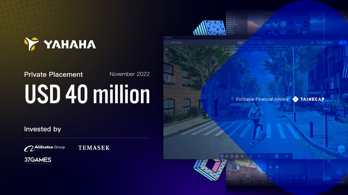 taihecap's tweet photo. #Metaverse UGC platform YAHAHA has completed a $40 million A+ round of funding, which was jointly led by Temasek and Alibaba and includes investment from 37 Interactive Entertainment. Taihecap served as the exclusive financial advisor. https://t.co/VmpQxOLQ9O