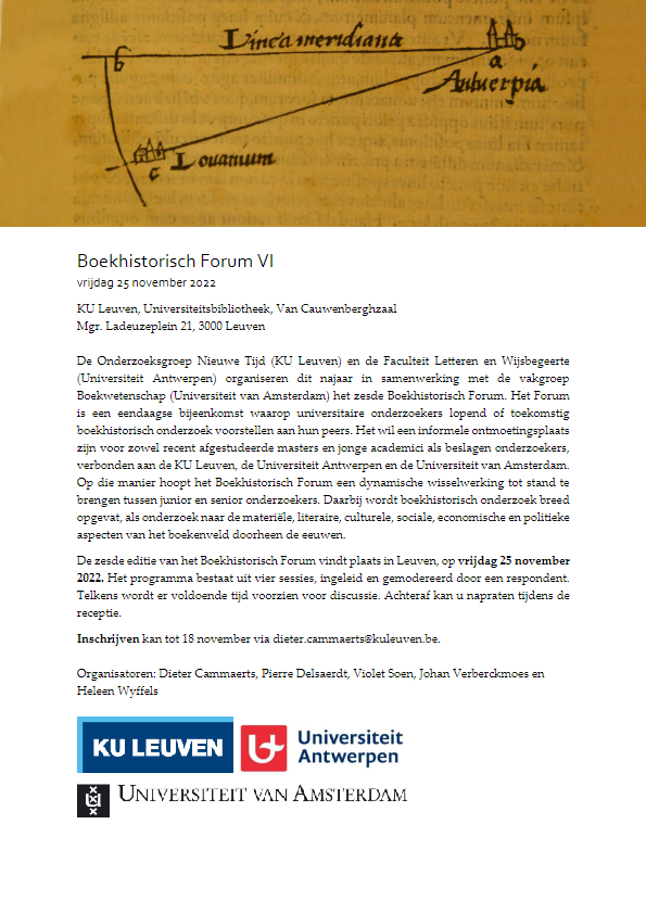 MorriClaire's tweet photo. Het is al bijna zo ver! Boekhistorisch Forum dit jaar weer in Leuven, tot volgende week! @WyffelsHeleen @Liekevdeinsen @SoenViolet https://t.co/Uq8QlSmVD4