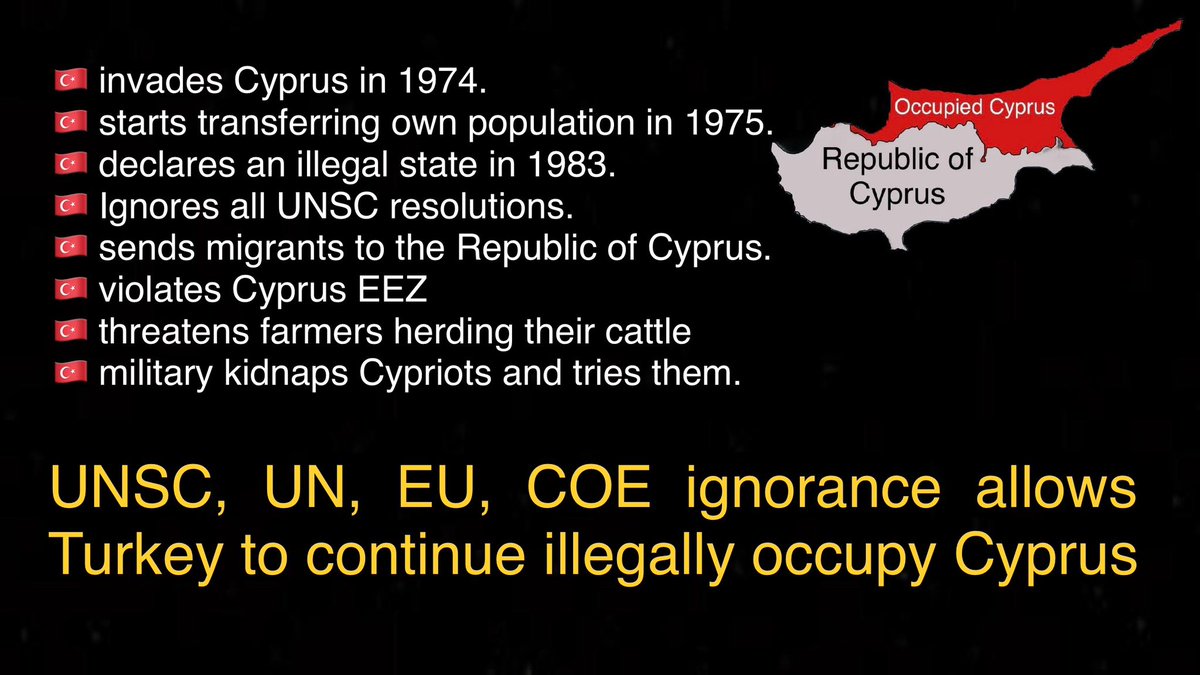 TheocharousH's tweet photo. The 4th Geneva Convention prohibits an occupying power to transfer its own population into the territory it occupies.
🇹🇷transferred more than 300000 to occupied🇨🇾and in 1983 #OTD declared an illegal non recognized state.
T/Cs became minority, isolated with no say
#HelpFreeCyprus https://t.co/UyOpF0ZJGl