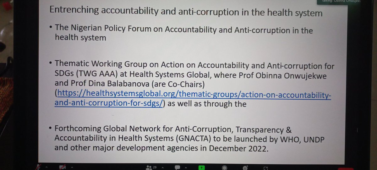 MallamPelliks's tweet photo. Honored to be participating in the Nigerian Policy Forum on Accountability and Anti-corruption in the health system @H_S_Global @nighealthwatch @DinaBalabanova @ObinnaOnwujekwe @HPRG_Nigeria
#stophealthcorruption https://t.co/LJNof19Qid
