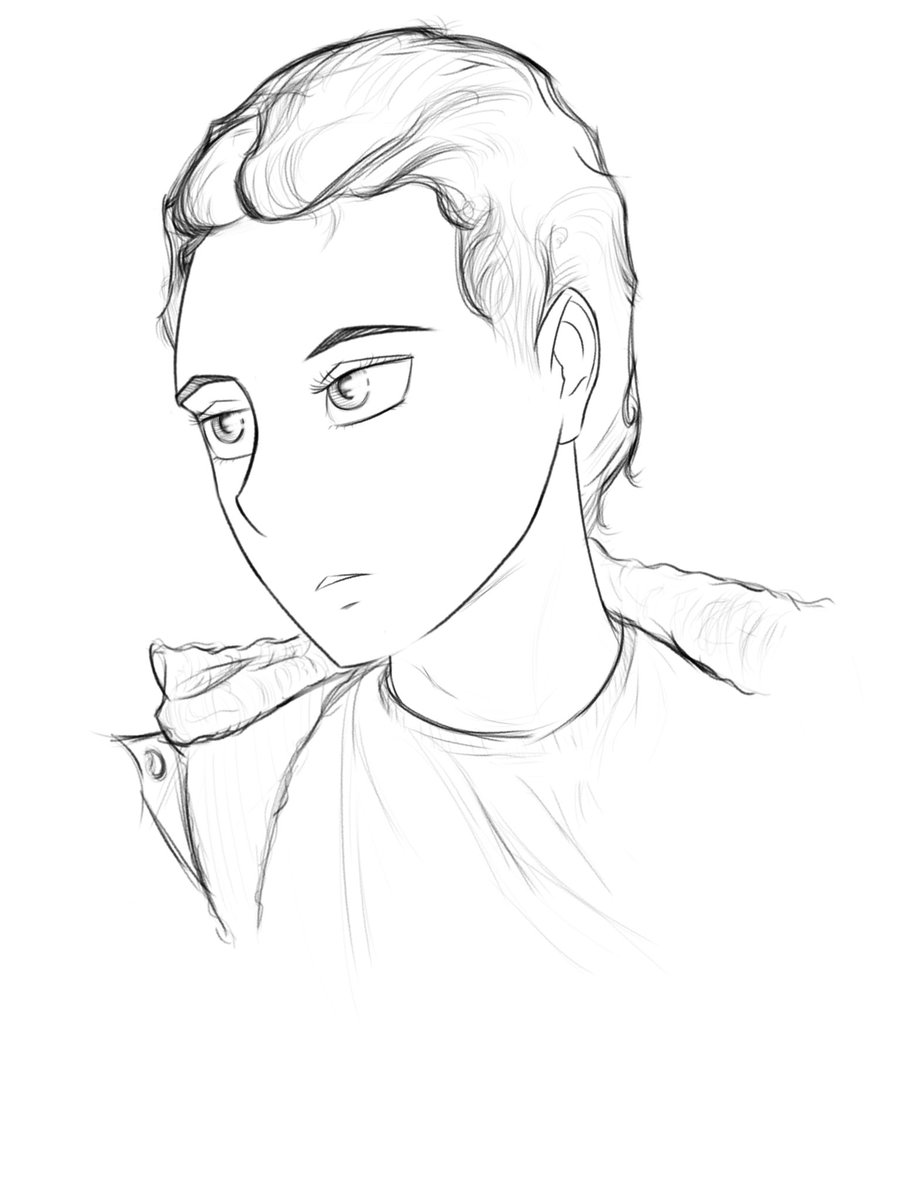 nyabulon's tweet photo. Little cheeky self-portrait practice.  Happy with the lines, but the colour not so much, so I’m leaving it at this.
#digitalart https://t.co/MzRhPAcRuV