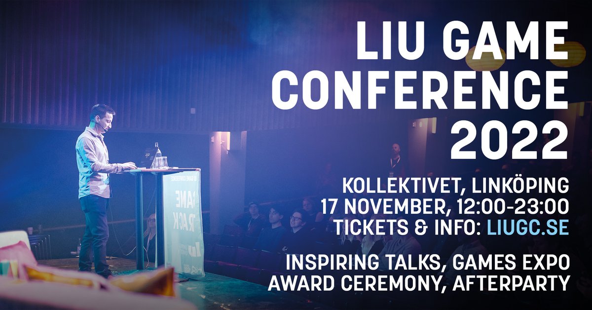 liu_universitet's tweet photo. Join us at LiU Game Conference!
We explore trends in digital entertainment with games industry professionals and studios from all over the world.
And: indie games expo, exhibition, prize ceremony, panels, and a massive party. #gamedev #liugc
https://t.co/C4K0foUGuI https://t.co/VRfnCx34Zw