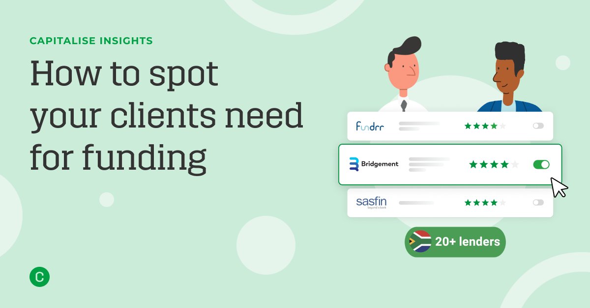 When clients are talking to you about their challenges, it’s likely cashflow is up there 💭 #SouthAfrica #Accountants

Learn how to open up the conversation, and access a full funding network to offer the right solutions 🙌 All in one place.

Read here 👉 lnkd.in/eQ4sWS-6