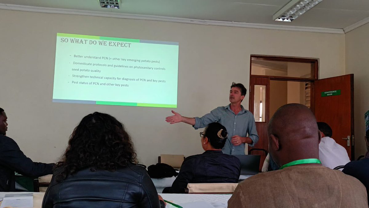 DannyCoyne6's tweet photo. Today at @KephisKe Muguga. @Shaukeland2 &amp; @NemAfrica giving a talk on Potato Cyst Nematodes (PCN) #PCN #plants #HealthyEating #POTATO #Nairobi #nematology https://t.co/vIzoCMl1h1
